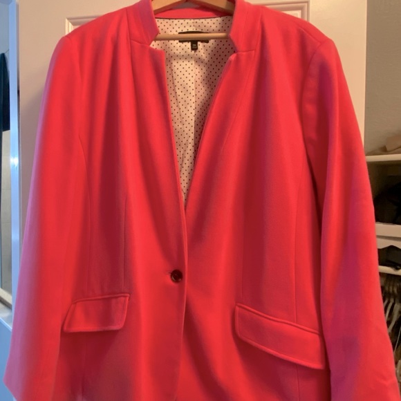 Beautiful hot pink Talbots blazer with white and black polka dot liner. - Picture 1 of 7